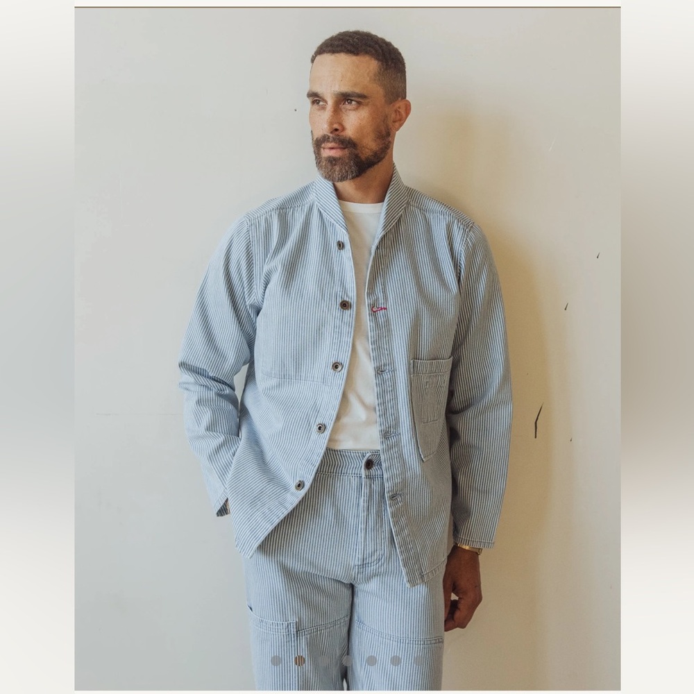 NWT Imperfects Shepherds Shirt in Indigo Hickory Stripe in Vintage Wash